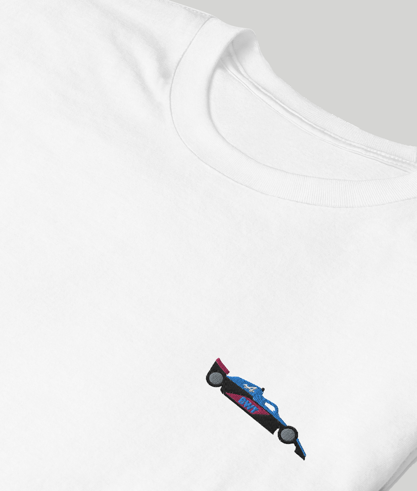 Embroidered Alpine F1 Car Unisex T-Shirt white