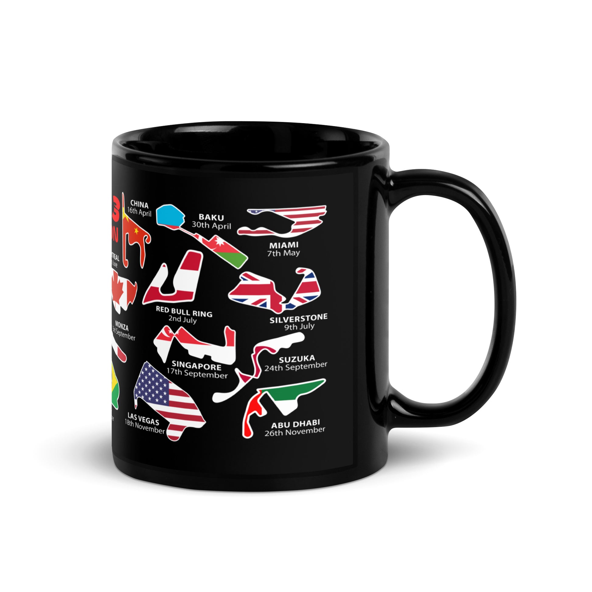 F1 2023 Calendar Black Mug