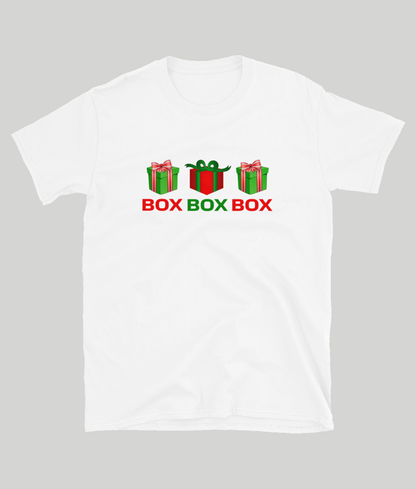 F1 Christmas Box Box Box Unisex T-Shirt white