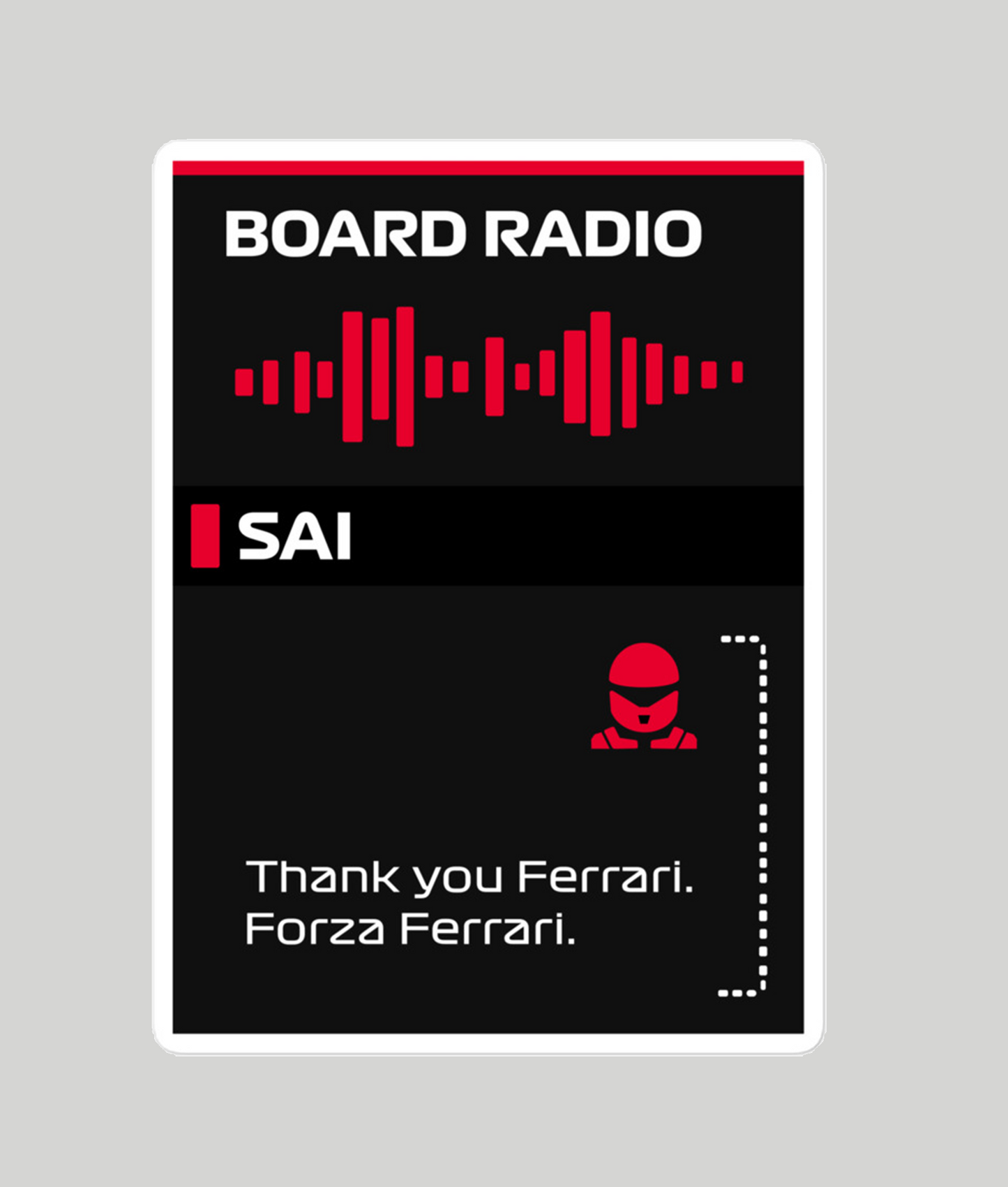 Carlos Sainz Thank You Ferrari Board Radio Sticker