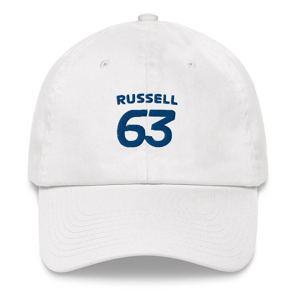 George Russell 63 Embroidered Dad Hat White