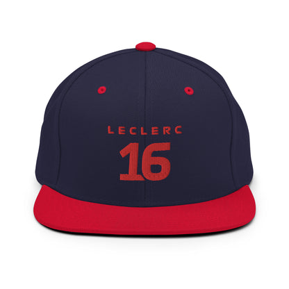 charles leclerc snapback hat navy blue and red