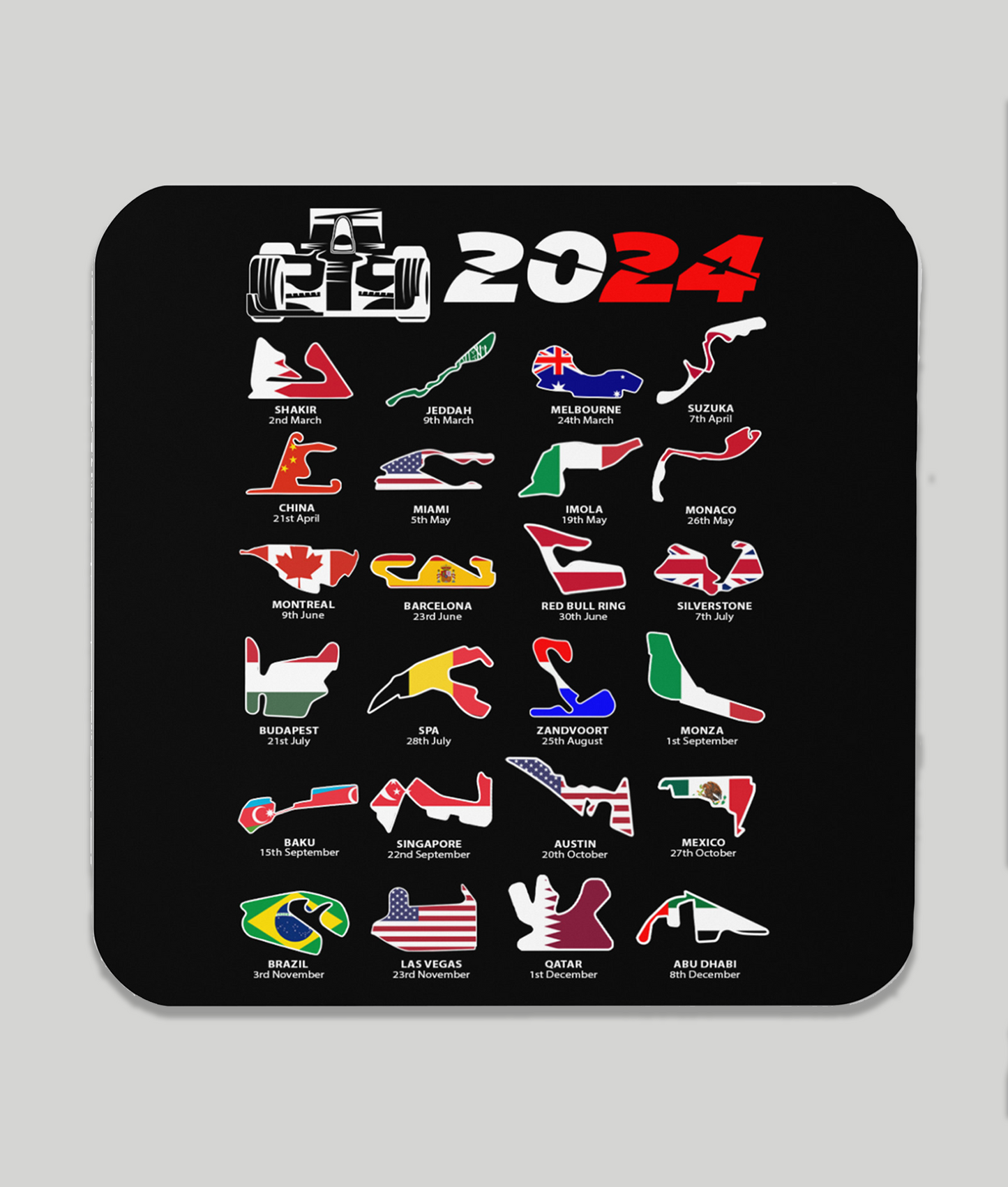 F1 2024 Calendar Coaster