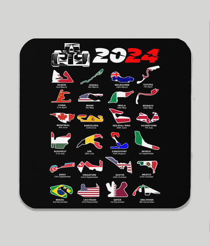 F1 2024 Calendar Coaster
