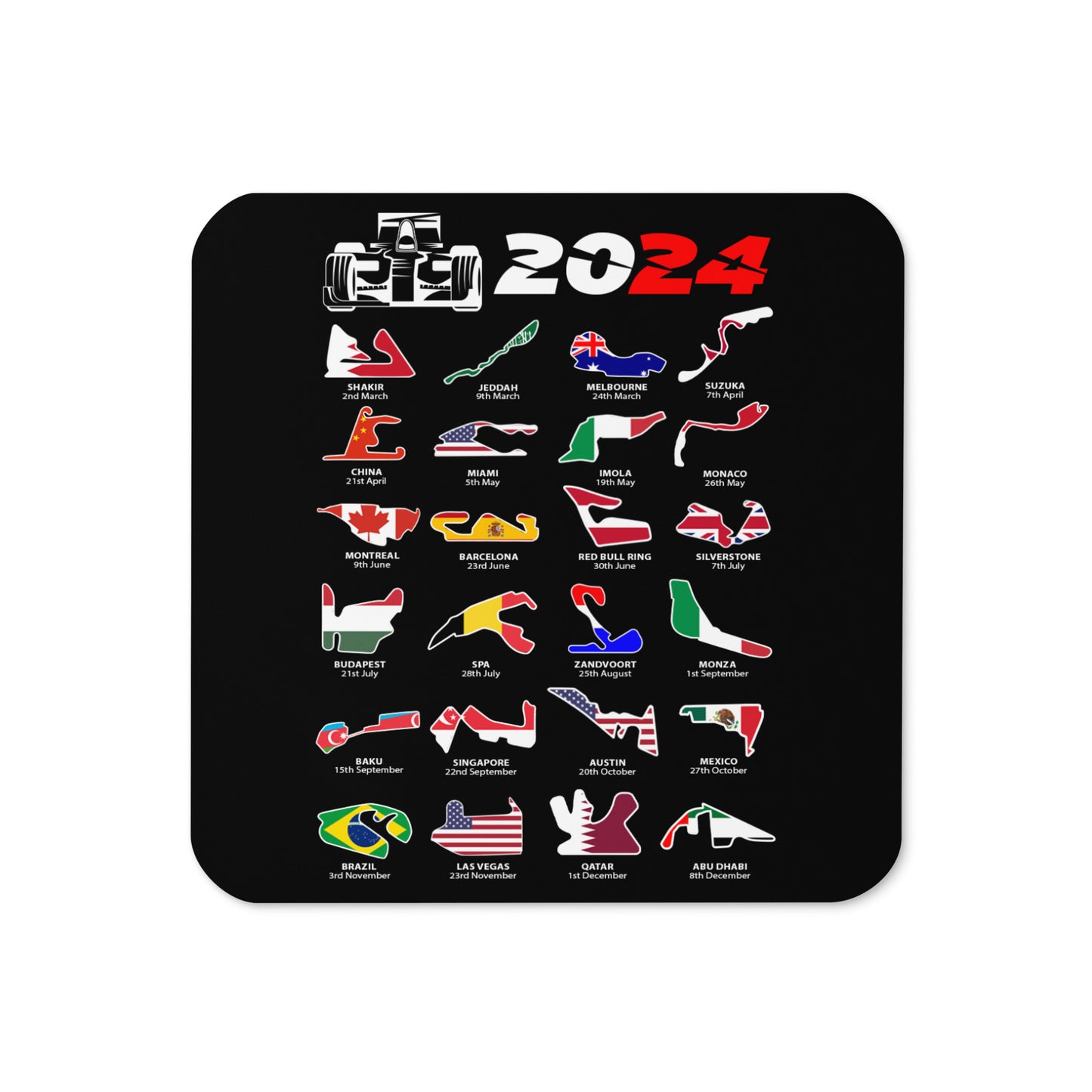 F1 2024 Calendar Coaster