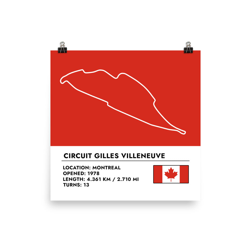 Circuit Gilles Villeneuve Poster 12x12