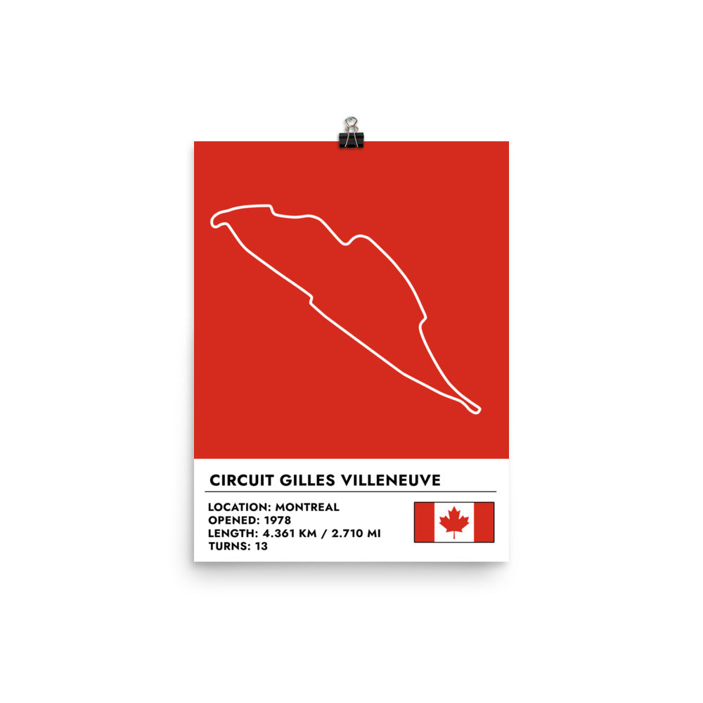 Circuit Gilles Villeneuve Poster 12x16