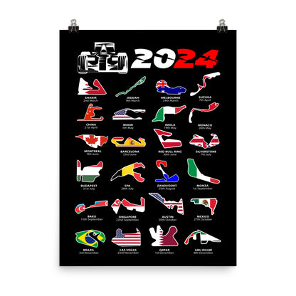 f1 2024 calendar poster 18x24