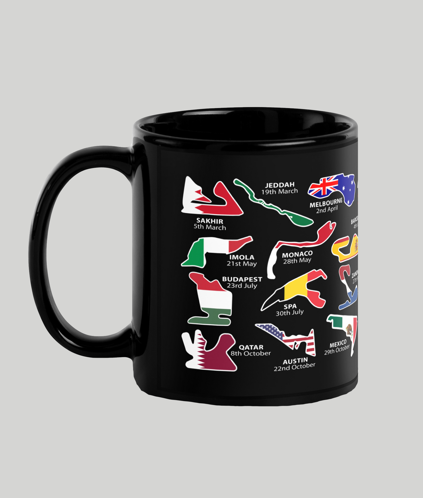 F1 2023 Calendar Black Mug