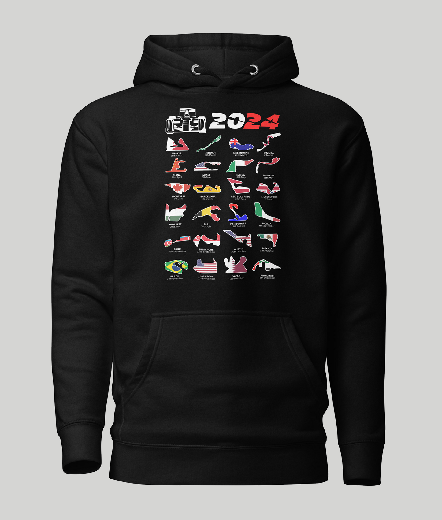 F1 2024 Calendar Unisex Hoodie black