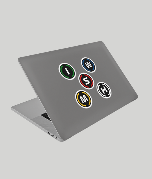 F1 Tires Stickers on laptop