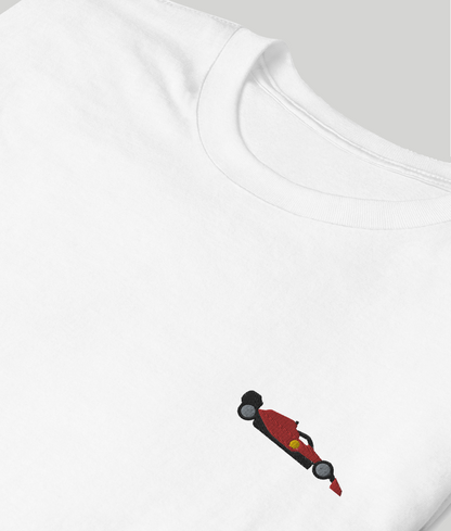 Embroidered Ferrari Car T-Shirt white