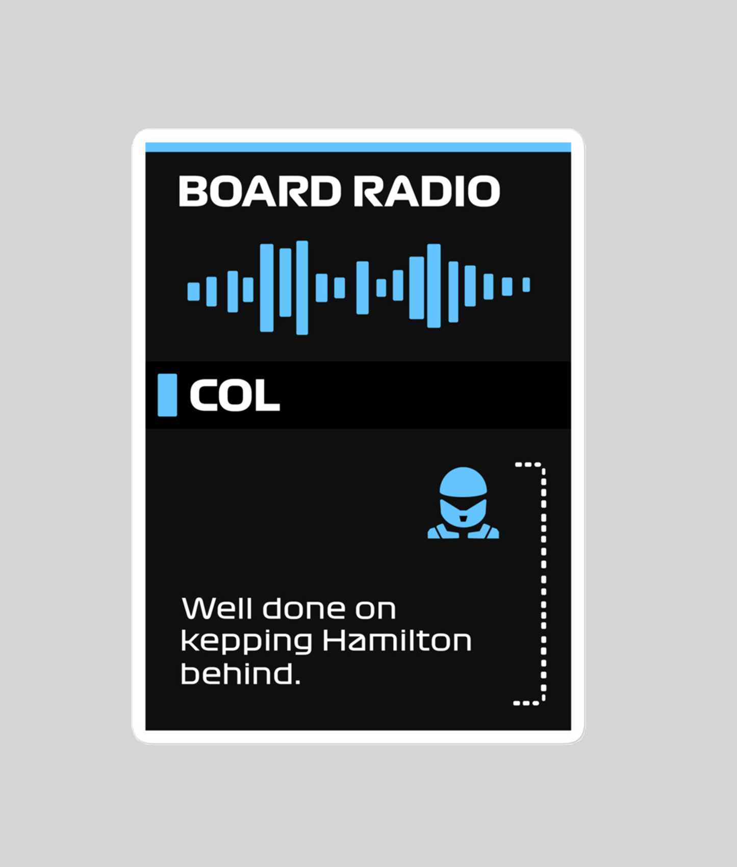 Franco Colapinto Hamilton Board Radio Sticker