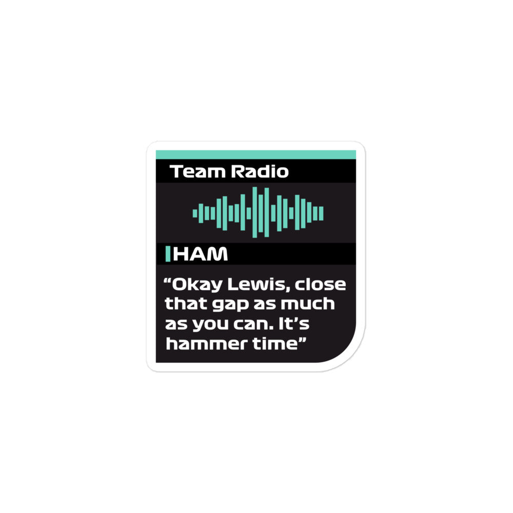 Lewis Hamilton Hammer Time Radio Sticker 3x3