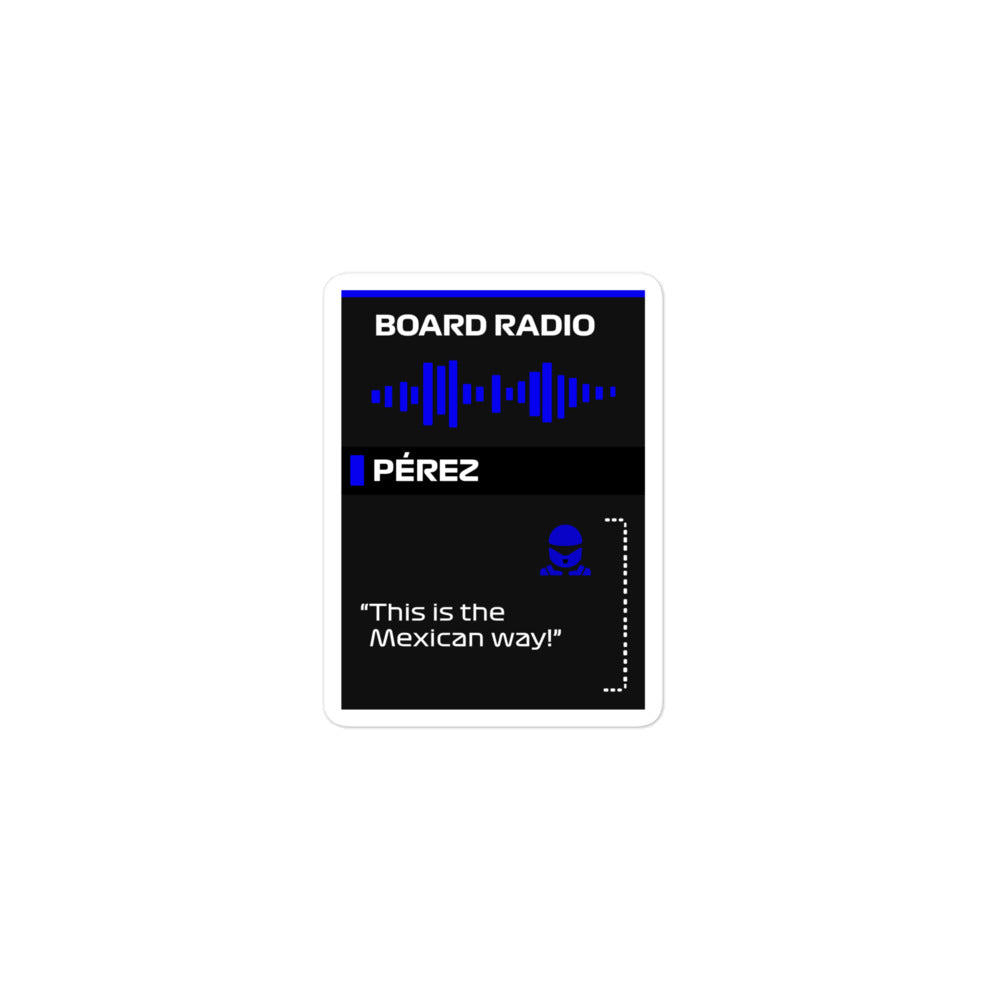 Sergio Perez Mexican Way Board Radio Sticker 3x3