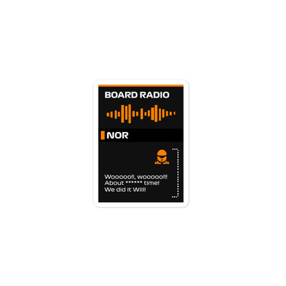 Lando Norris First Win Board Radio Sticker 3x3