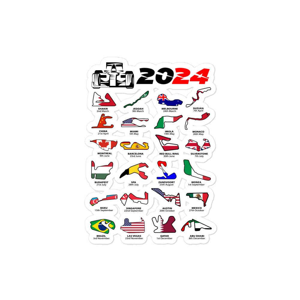 F1 2024 Calendar Sticker 4x4