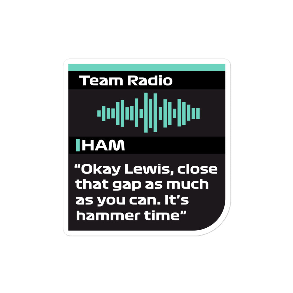 Lewis Hamilton Hammer Time Radio Sticker 4x4