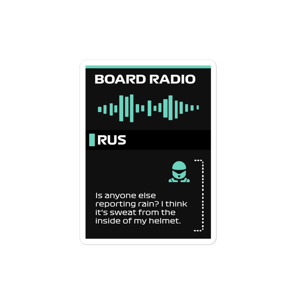 George Russell Rain Board Radio Sticker 4x4
