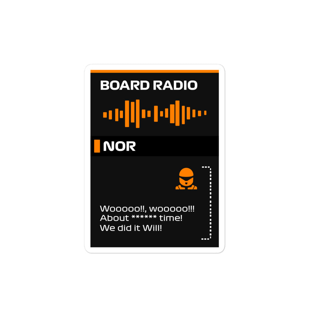 Lando Norris First Win Board Radio Sticker4x4