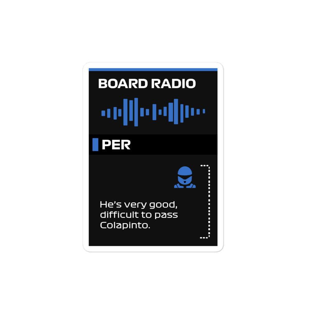 Sergio Perez Singapore Colapinto Board Radio Sticker 4x4