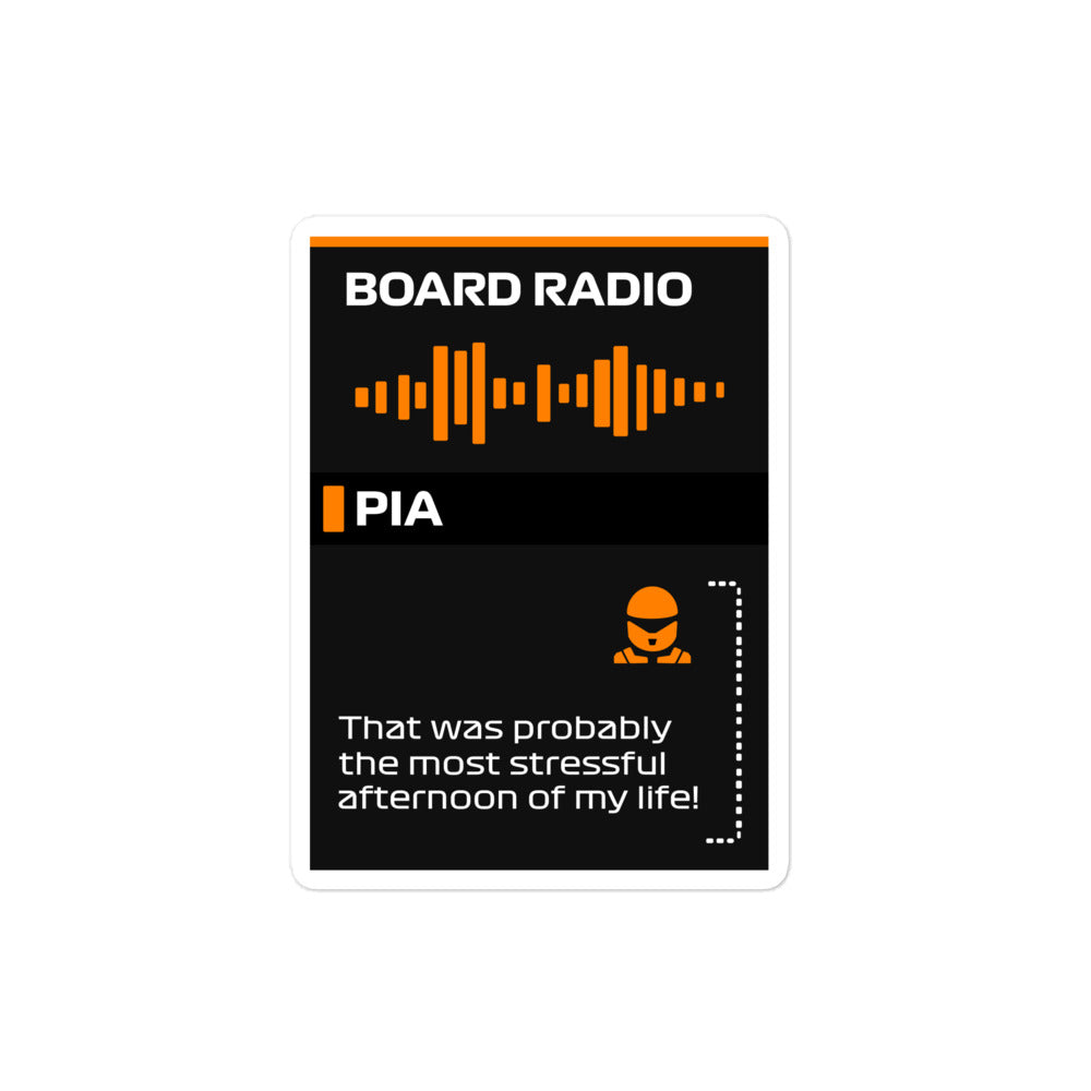 Oscar Piastri Stressful Afternoon Board Radio Sticker 4x4