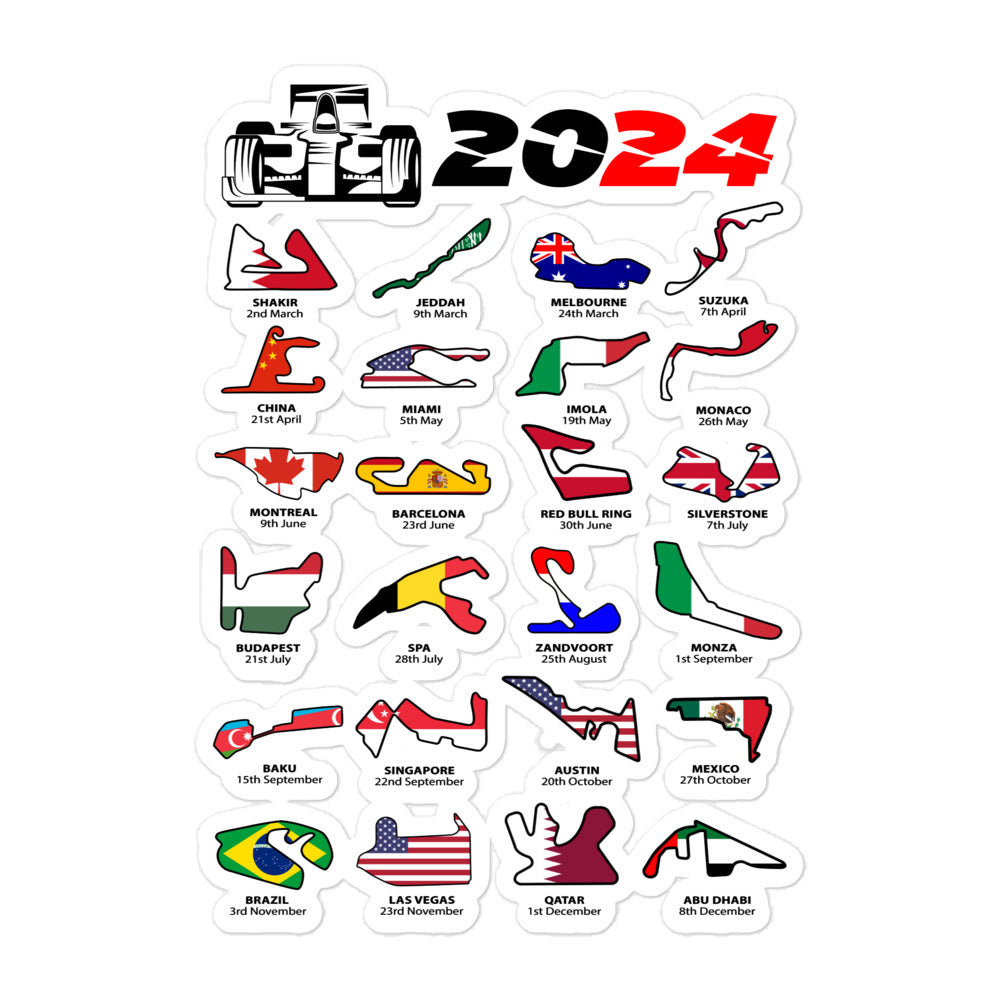 F1 2024 Calendar Sticker 5x5