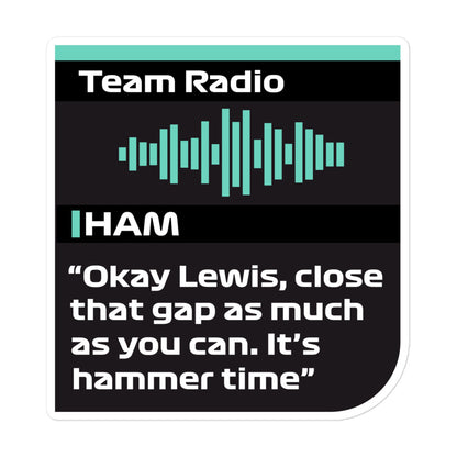 Lewis Hamilton Hammer Time Radio Sticker 5x5