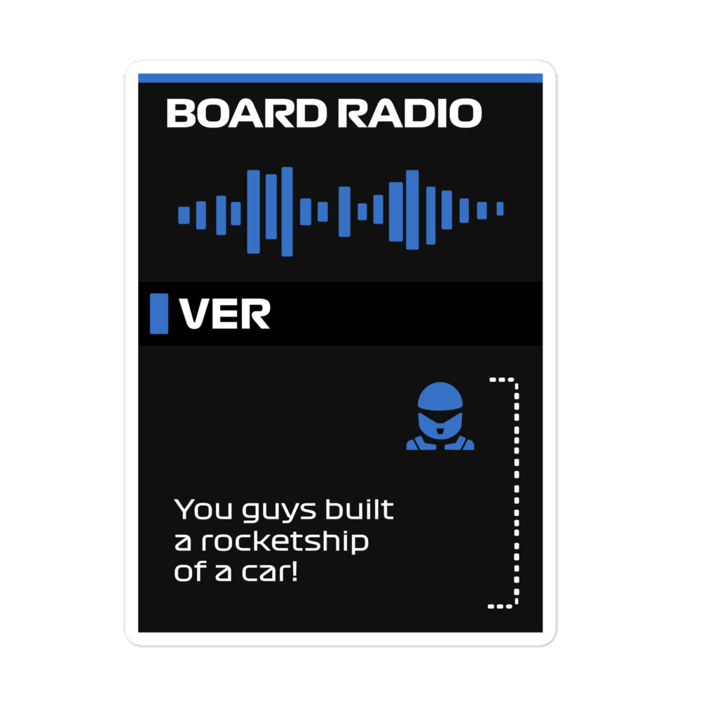 Max Verstappen Rocketship Board Radio Sticker 5x5