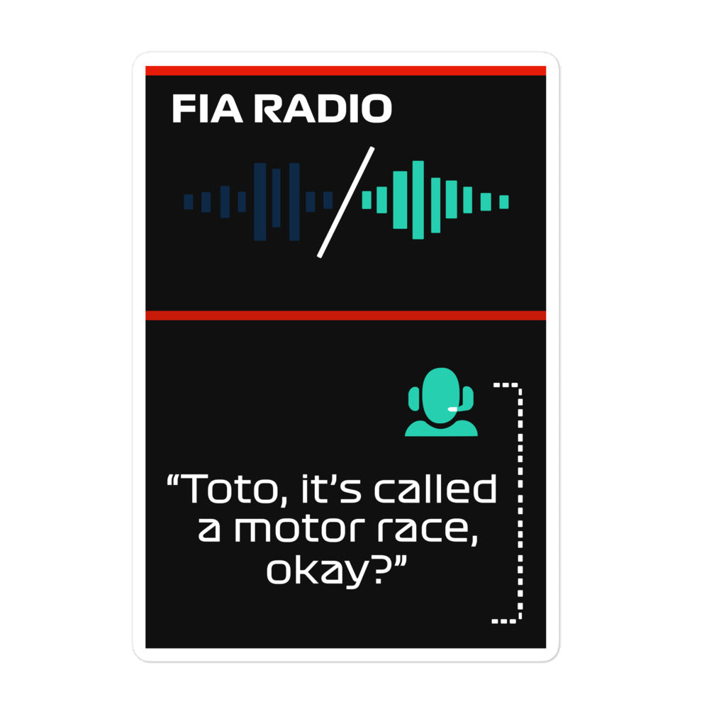 Toto It's Called A Motor Race Sticker 5x5