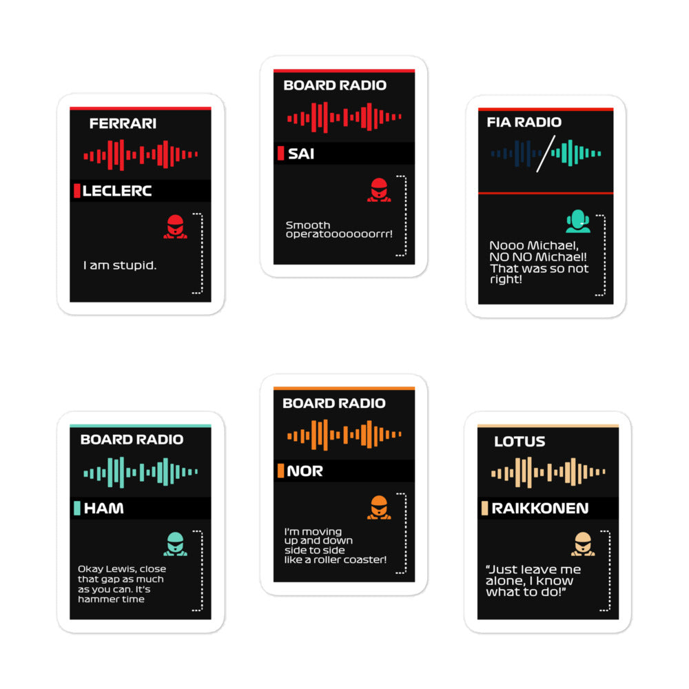 F1 Board Radio Sticker Pack 5x5