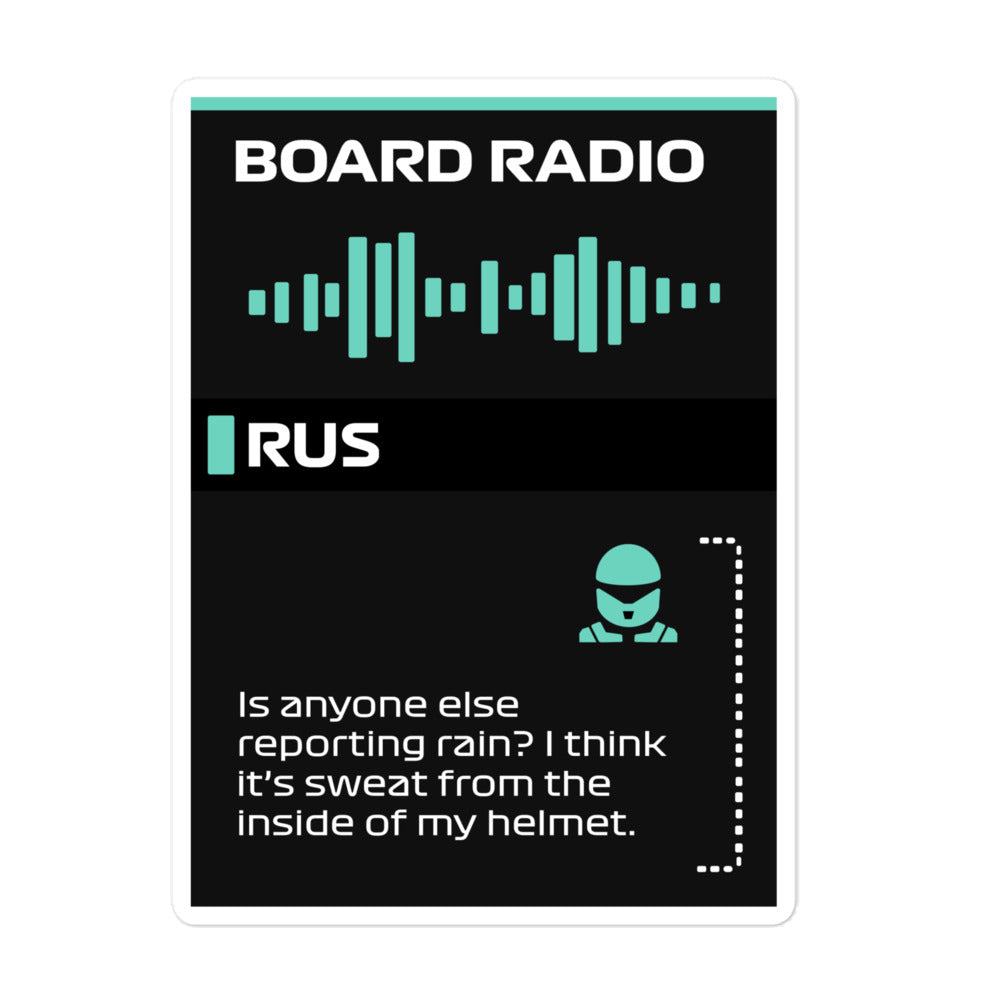 George Russell Rain Board Radio Sticker 5x5