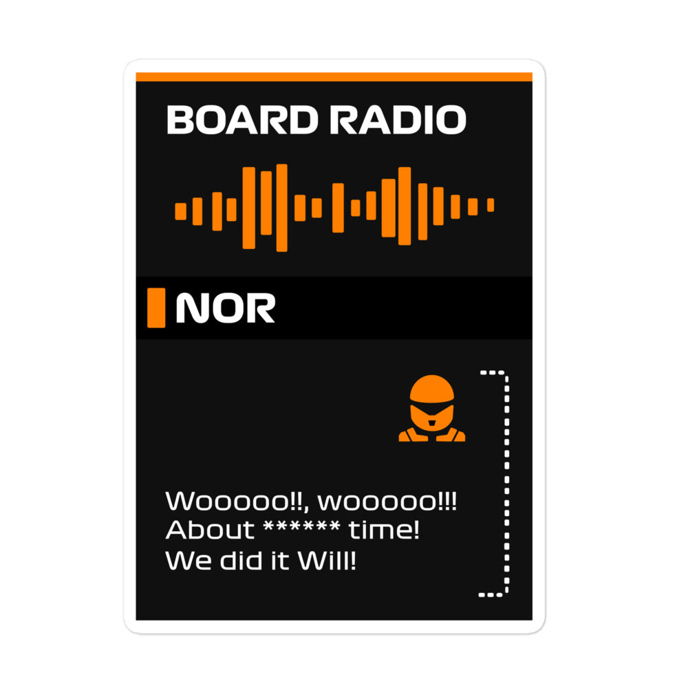 Lando Norris First Win Board Radio Sticker 5x5