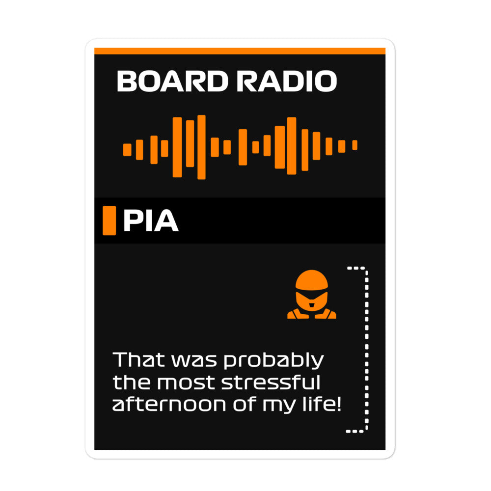 Oscar Piastri Stressful Afternoon Board Radio Sticker 5x5