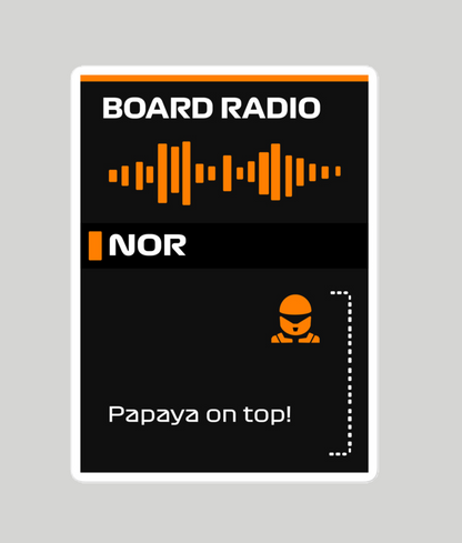 Lando Norris Papaya On Top Board Radio Sticker