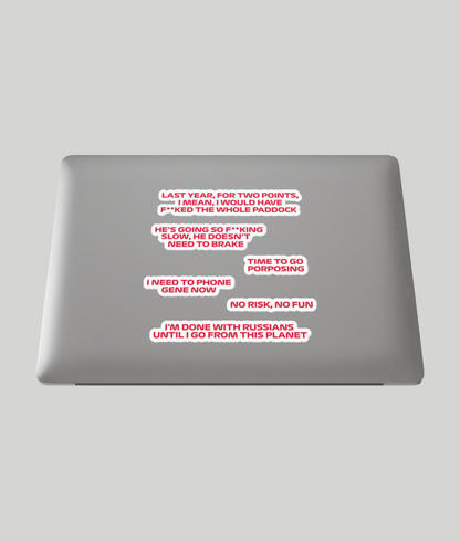 Guenther Steiner Drive To Survive Quotes sticker Pack