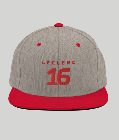 charles leclerc snapback hat red and grey