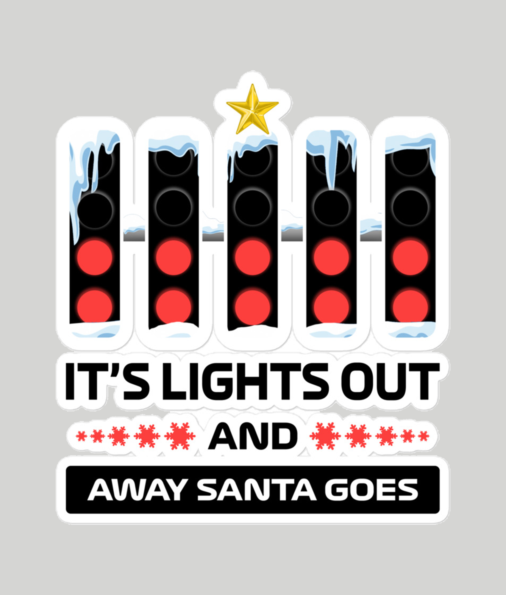 Lights Out And Away Santa Goes F1 Christmas Sticker
