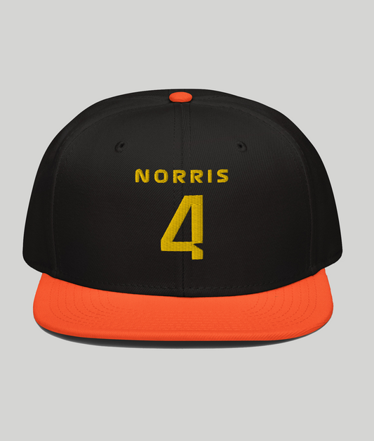 lando norris 4 snapback hat black and orange