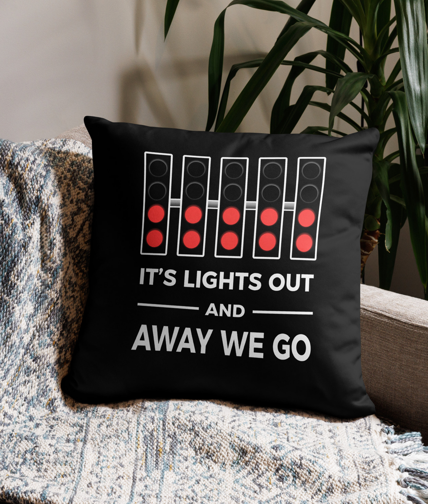 F1 lights out and away we go throw pillow