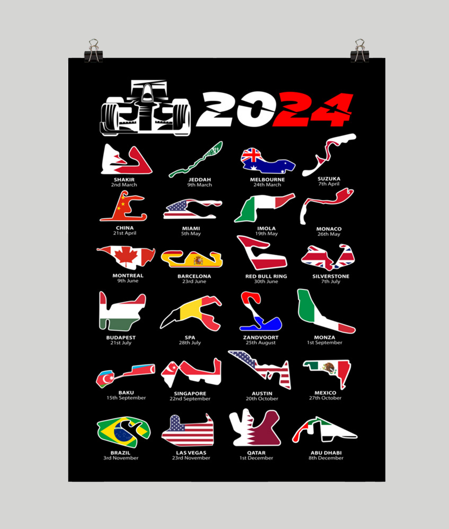 f1 2024 calendar poster