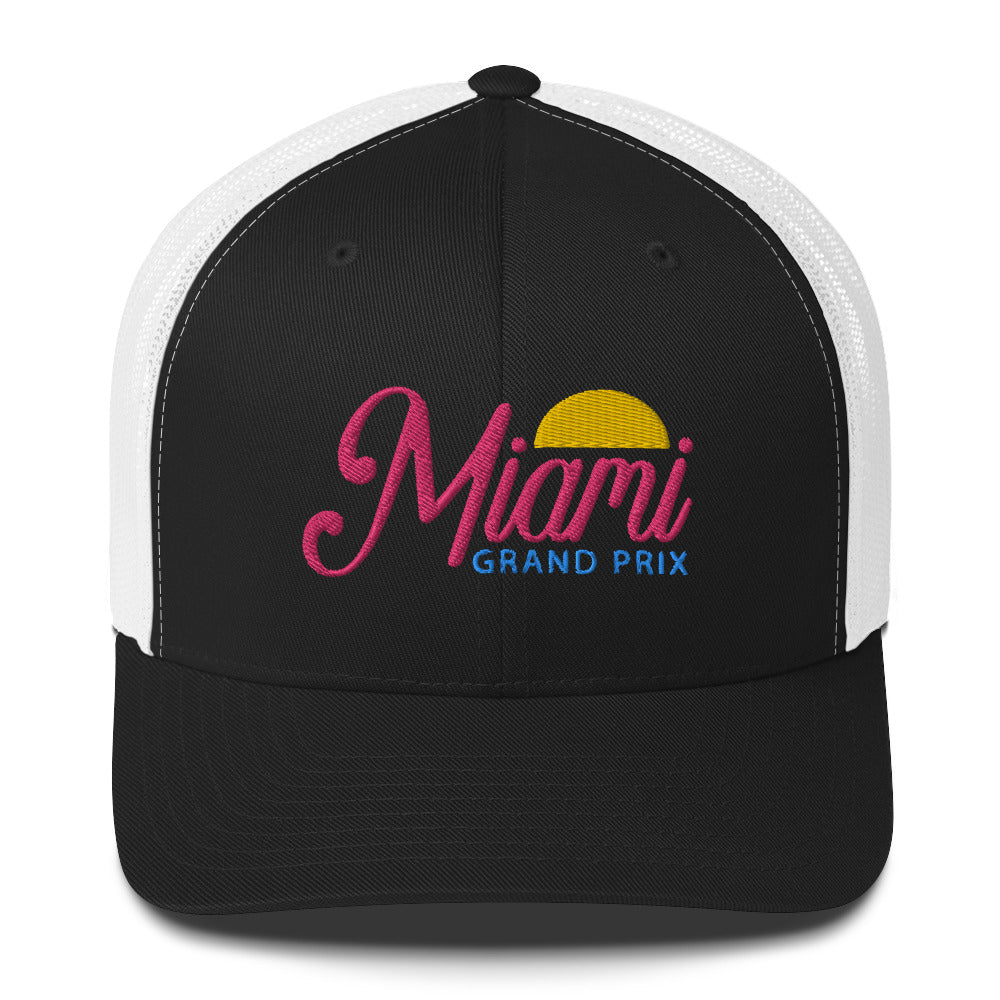 Miami Grand Prix Trucker Hat black white