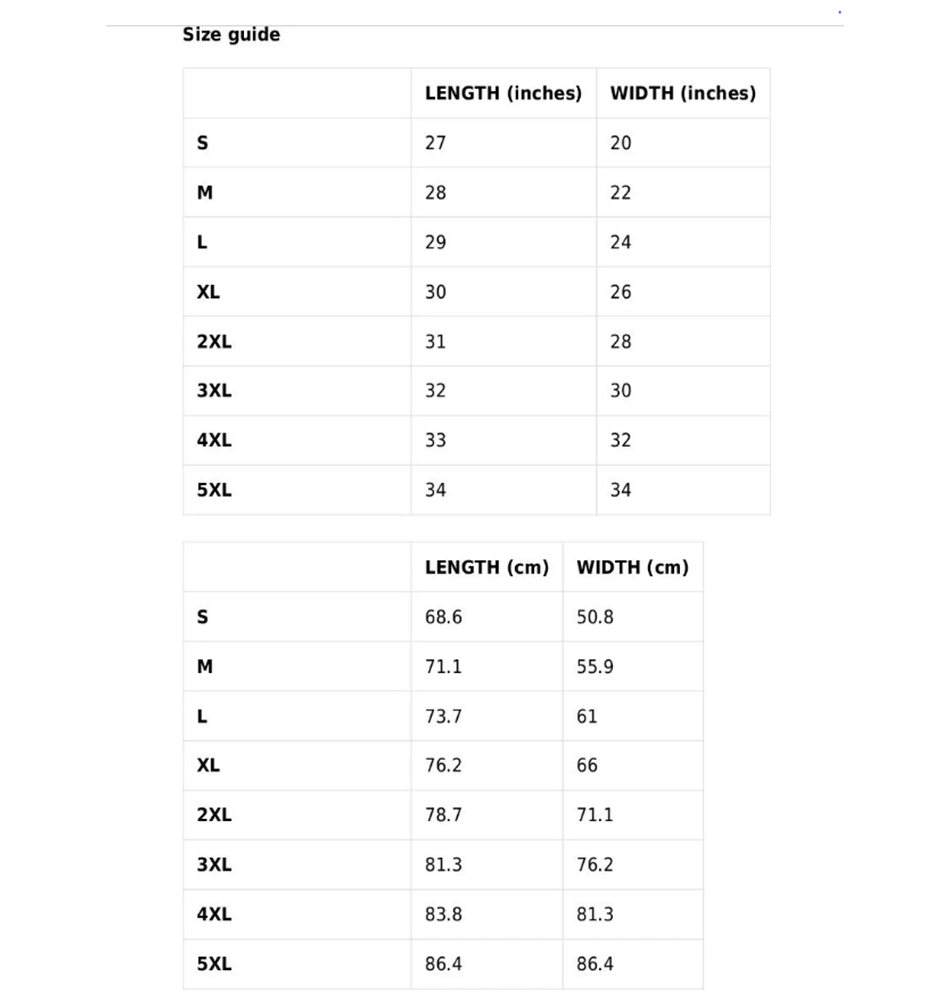 sweatshirt size guide