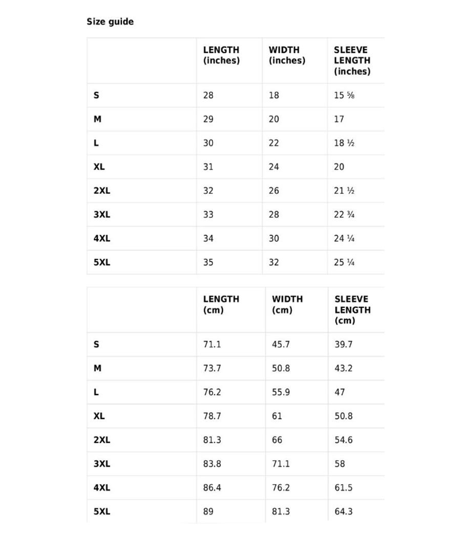 t-shirt size guide