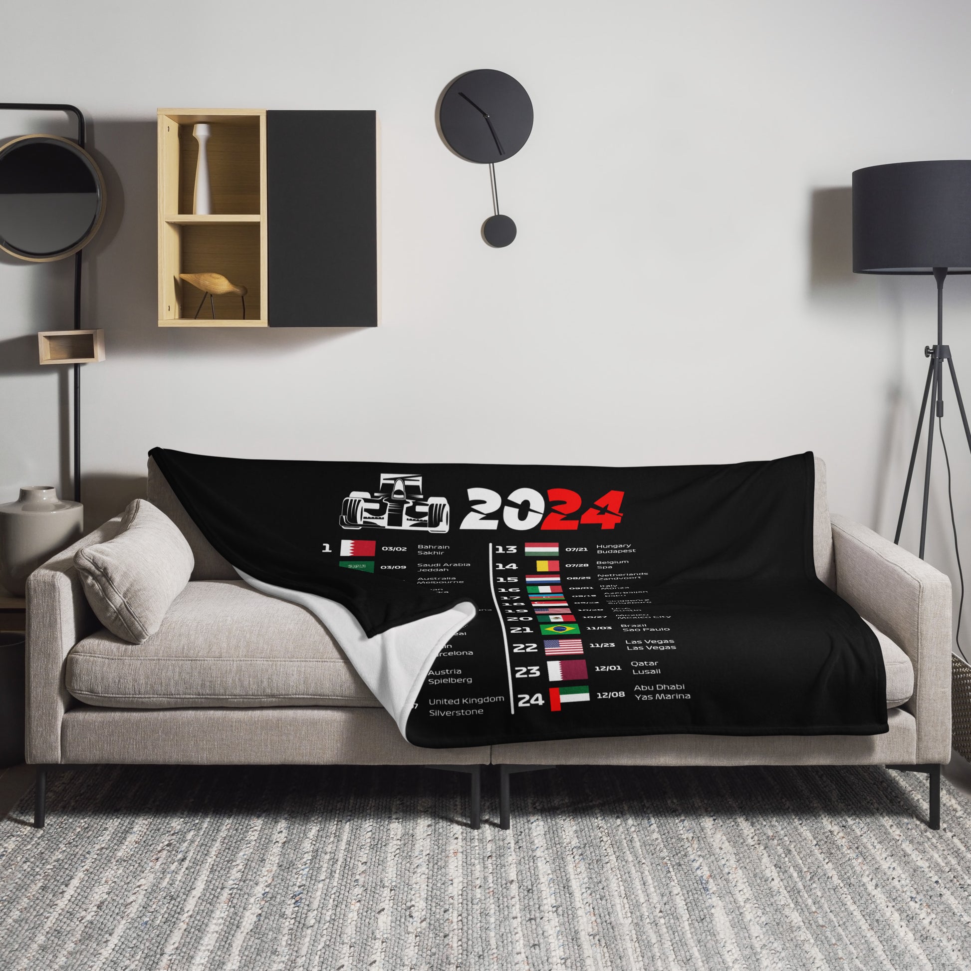 F1 2024 Calendar Throw Blanket 60x80