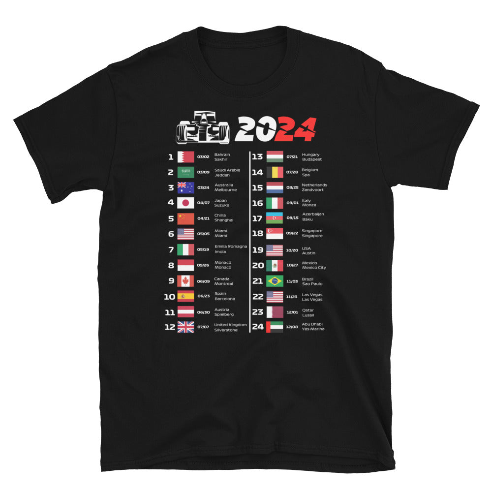 Formula 1 2024 Calendar Unisex T-Shirt black
