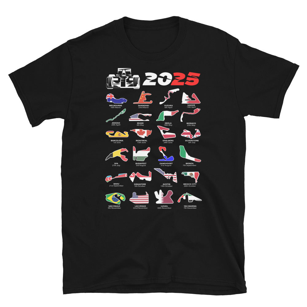 F1 2025 Calendar T-Shirt black