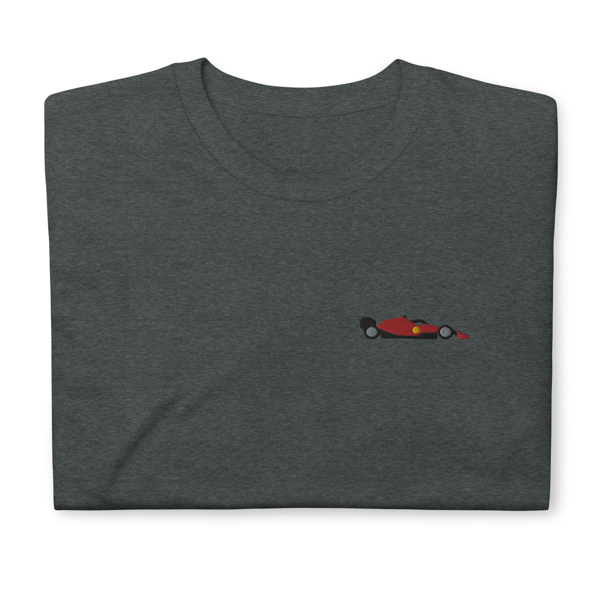 Embroidered Ferrari Car T-Shirt Dark Heather