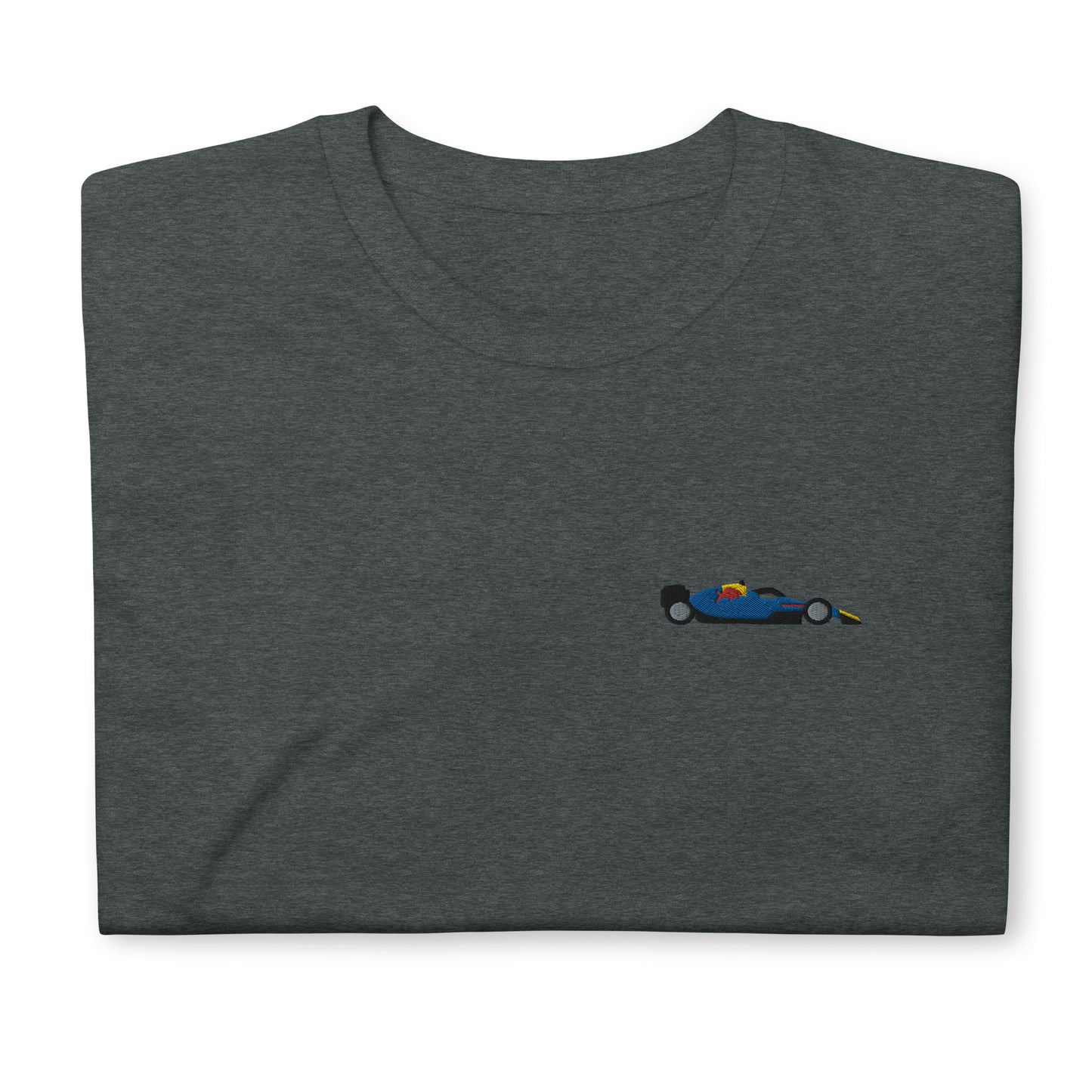 Embroidered Red Bull F1 Car Unisex T-Shirt Dark Heather