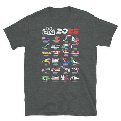 F1 2025 Calendar T-Shirt Dark Heather